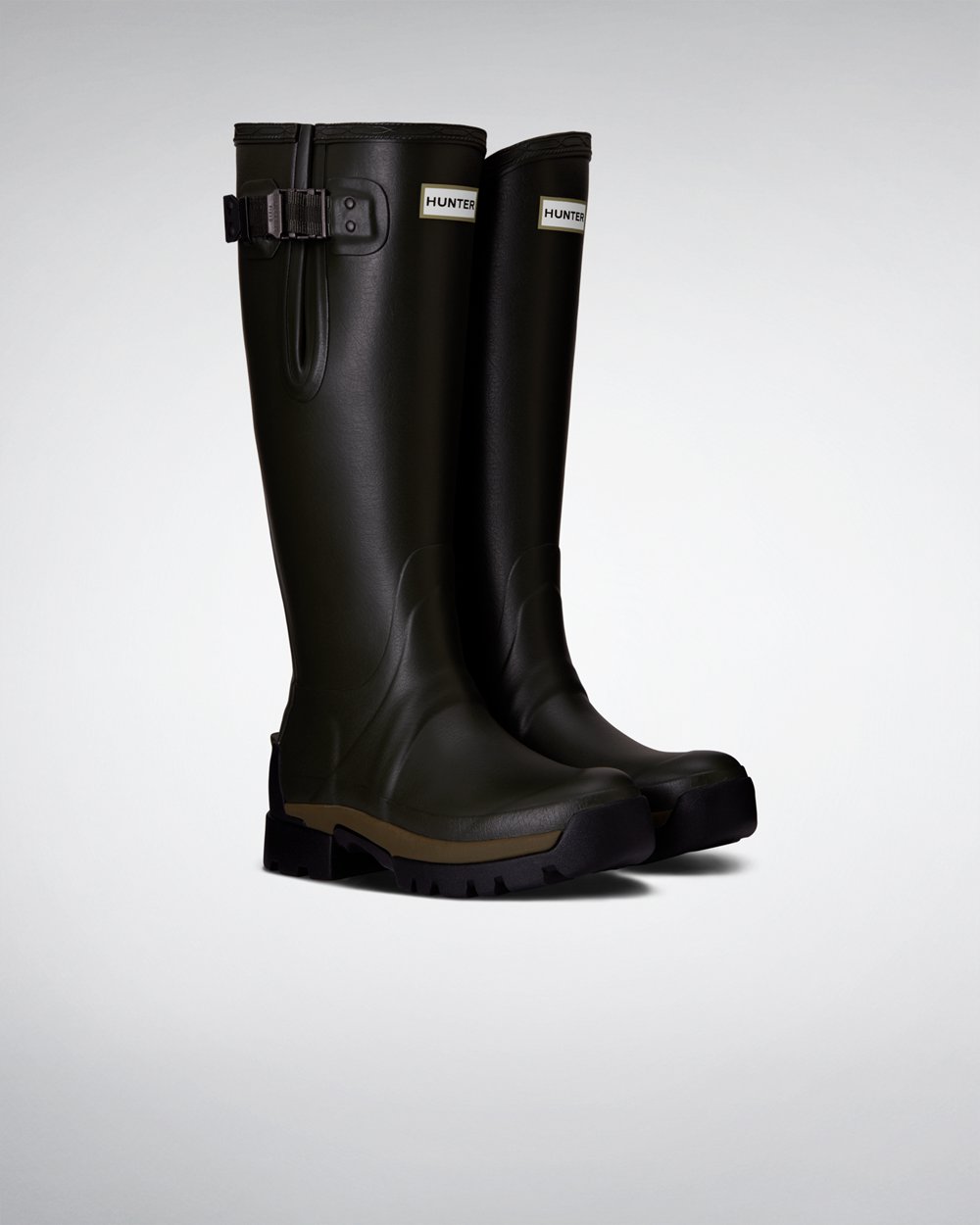 Galochas Altas Hunter Feminina Verde Escuro Oliva - Balmoral Side Adjustable 3Mm Neoprene - 01RMLZWO